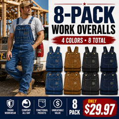 Men’s Durable Denim Bib Overalls with Adjustable Shoulder Straps & Multi‑Purpose Utility Pockets